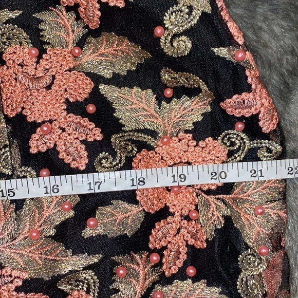 Luxury African heavy Embroidered Lace sheer embellished beaded maxi dress Sz - Picture 7 of 16